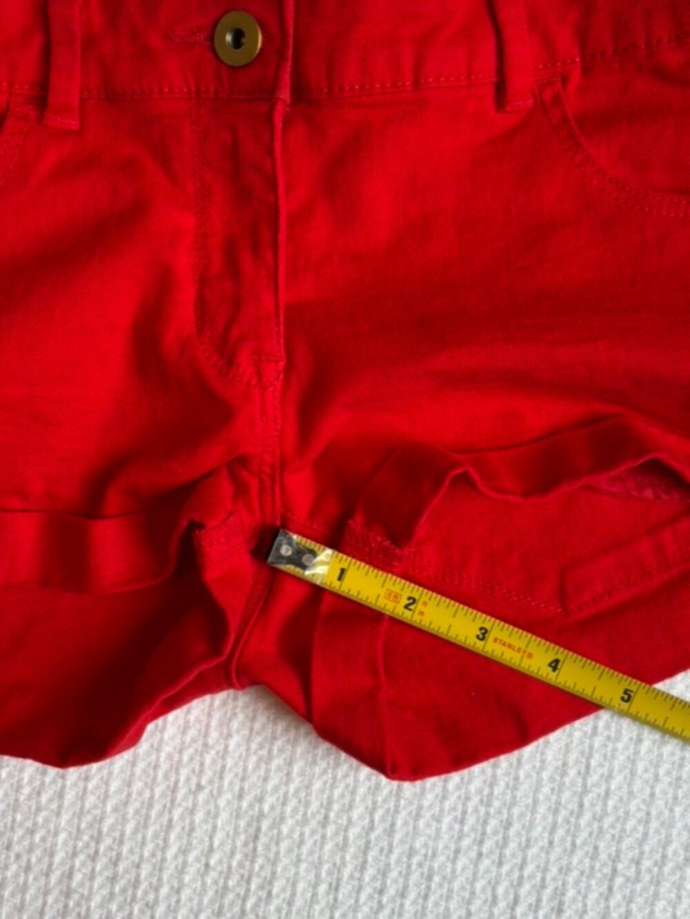 H&M Cotton Cuffed Chino Red Mini Shorts Women’s Size 2 - Picture 7 of 8